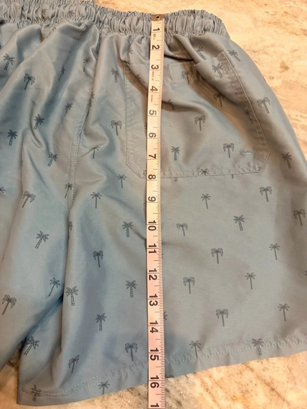 Mountain Warehouse Swim Trunks Mens Small Blue Palm Print Drawstring Shorts